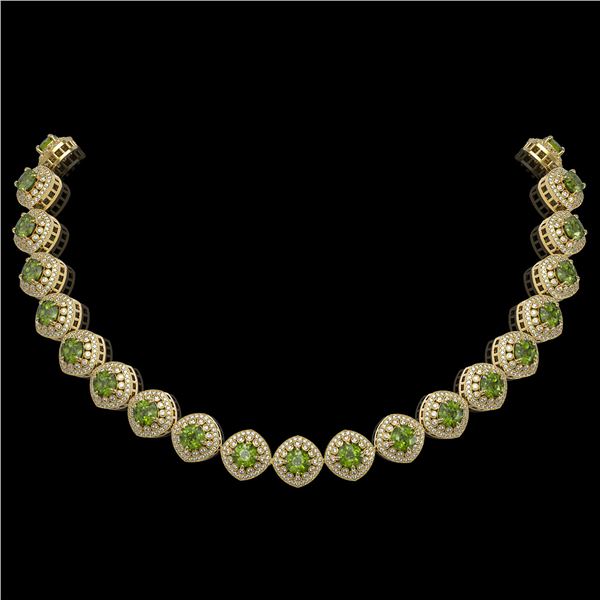 72.27 ctw Tourmaline & Diamond Victorian Necklace 14K Yellow Gold - REF-2169Y8X