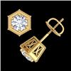 Image 3 : 1.15 ctw VS/SI Diamond Solitaire Art Deco Stud Earrings 18k Yellow Gold - REF-214K5Y