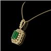 Image 3 : 7.18 ctw Certified Emerald & Diamond Victorian Necklace 14K Yellow Gold - REF-172H8R