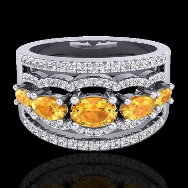 2.25 ctw Citrine & Micro Pave VS/SI Diamond Designer Ring 10k White Gold - REF-81X8A