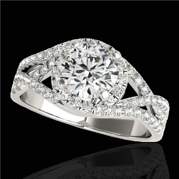 1.5 ctw Certified Diamond Solitaire Halo Ring 10k White Gold - REF-197Y8X