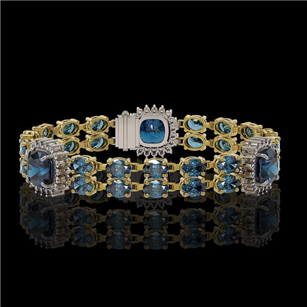 19.57 ctw London Topaz & Diamond Bracelet 14K Yellow Gold - REF-250H8R