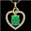 Image 1 : 4 ctw Emerald & VS/SI Diamond Designer Heart Necklace 14k Yellow Gold - REF-81K8Y
