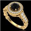 Image 1 : 1.12 ctw Fancy Black Diamond Engagment Art Deco Ring 18k Yellow Gold - REF-125R5K