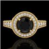 Image 2 : 1.12 ctw Fancy Black Diamond Engagment Art Deco Ring 18k Yellow Gold - REF-125R5K