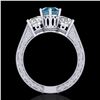 Image 3 : 2.01 ctw Fancy Intense Blue Diamond Art Deco Ring 18k White Gold - REF-343N6F