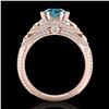 Image 3 : 2 ctw Intense Blue Diamond Engagment Art Deco Ring 18k Rose Gold - REF-345G5W