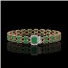 Image 1 : 19.07 ctw Emerald & Diamond Bracelet 14K Rose Gold - REF-236M4G