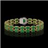 Image 3 : 19.57 ctw Emerald & Diamond Bracelet 14K Yellow Gold - REF-263F6M