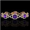 Image 1 : 30 ctw Amethyst & Micro VS/SI Diamond Bracelet 14k Yellow Gold - REF-368K9Y