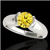 Image 1 : 1 ctw Certified SI/I Fancy Intense Yellow Diamond Ring 10k White Gold - REF-177M3G