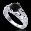 Image 1 : 1 ctw Fancy Black Diamond Engagment Art Deco Ring 18k White Gold - REF-90R9K