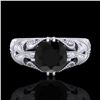 Image 2 : 1 ctw Fancy Black Diamond Engagment Art Deco Ring 18k White Gold - REF-90R9K