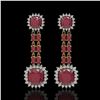 Image 1 : 19.88 ctw Ruby & Diamond Earrings 14K Yellow Gold - REF-336M4G