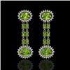 Image 1 : 9.21 ctw Peridot & Diamond Earrings 14K White Gold - REF-157F5M