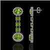 Image 2 : 9.21 ctw Peridot & Diamond Earrings 14K White Gold - REF-157F5M