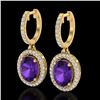 Image 1 : 3.50 ctw Amethyst & Micro Pave VS/SI Diamond Earrings 18k Yellow Gold - REF-99R8K