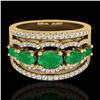 Image 1 : 2.25 ctw Emerald & Micro Pave VS/SI Diamond Designer Ring 10k Yellow Gold - REF-81A8N