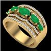 Image 2 : 2.25 ctw Emerald & Micro Pave VS/SI Diamond Designer Ring 10k Yellow Gold - REF-81A8N