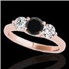Image 1 : 3 ctw Certified VS Black Diamond 3 Stone Solitaire Ring 10k Rose Gold - REF-135F2M