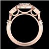 Image 3 : 1.51 ctw Intense Blue Diamond Art Deco 3 Stone Ring 18k Rose Gold - REF-218W2H