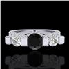 Image 2 : 2.3 ctw Fancy Black Diamond Micro Pave 3 Stone Ring 18k White Gold - REF-200M2G