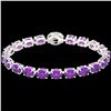 Image 2 : 29 ctw Amethyst & VS/SI Diamond Micro Pave Bracelet 14k White Gold - REF-117G3W