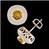 Image 3 : 2.35 ctw Intense Fancy Yellow Diamond Art Deco Earrings 18k Rose Gold - REF-327R3K