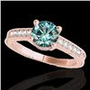 Image 1 : 1.45 ctw SI Certified Blue Diamond Solitaire Antique Ring 10k Rose Gold - REF-150X2A