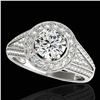 Image 1 : 1.7 ctw Certified Diamond Solitaire Halo Ring 10k White Gold - REF-225A2N