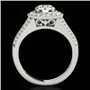 Image 2 : 1.7 ctw Certified Diamond Solitaire Halo Ring 10k White Gold - REF-225A2N