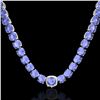 Image 2 : 100 ctw Tanzanite & Diamond Micro Eternity Necklace 14k White Gold - REF-1618H2R