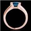 Image 2 : 1 ctw SI Certified Fancy Blue Diamond Solitaire Ring 10k Rose Gold - REF-107W8H