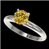 Image 1 : 1.27 ctw Certified Intense Yellow Diamond Solitaire Ring 10k White Gold - REF-184G3W