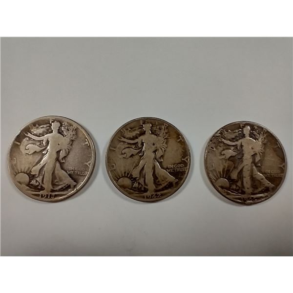 Walking Half Dollars (3) 1919-S, 1945-S, 1945