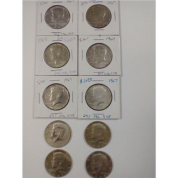 Kennedy Half Dollars (1) 1966, (9) 1967