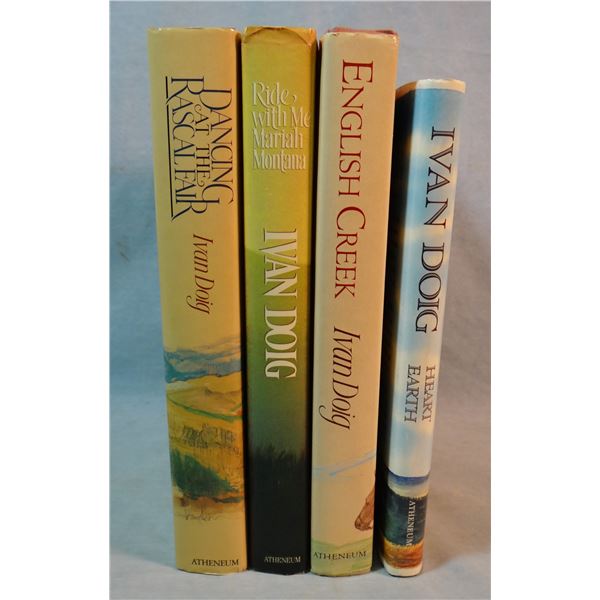 4 books by Doig, Ivan, Heart Earth, English Creek, Dancing At The Rascal Fair, Ride With Me Mariah M