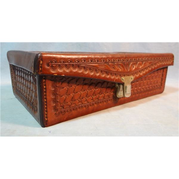 Al Furstnow fancy tooled leather jewelry box, personalized to Don Strong