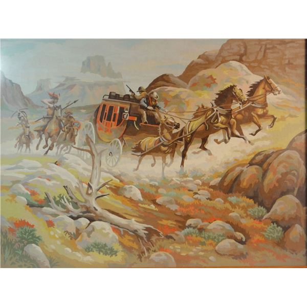 Fleehy Stage coach painting, 1950's