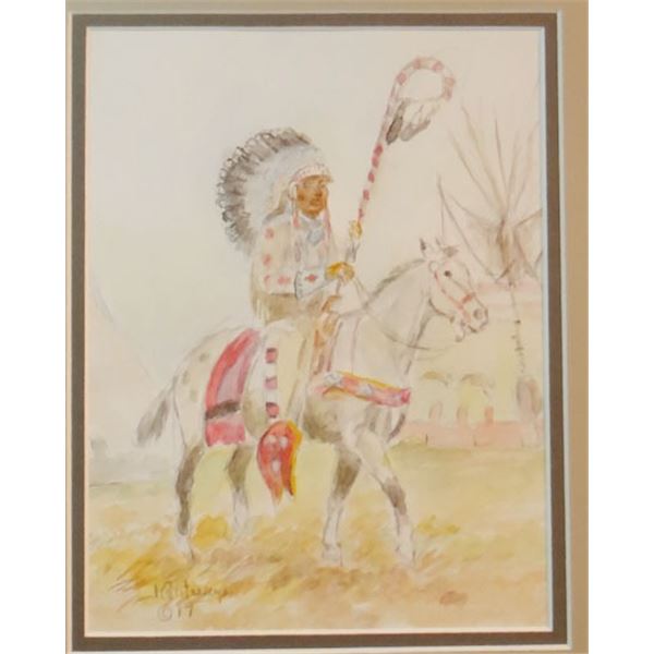 Contway, Jay, War Bonnet on Parade, water color, 10" x 8"