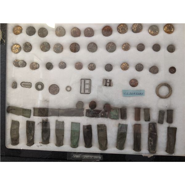 Fort Assiniboine, MT U. S. Cavalry artifacts, 2 trays