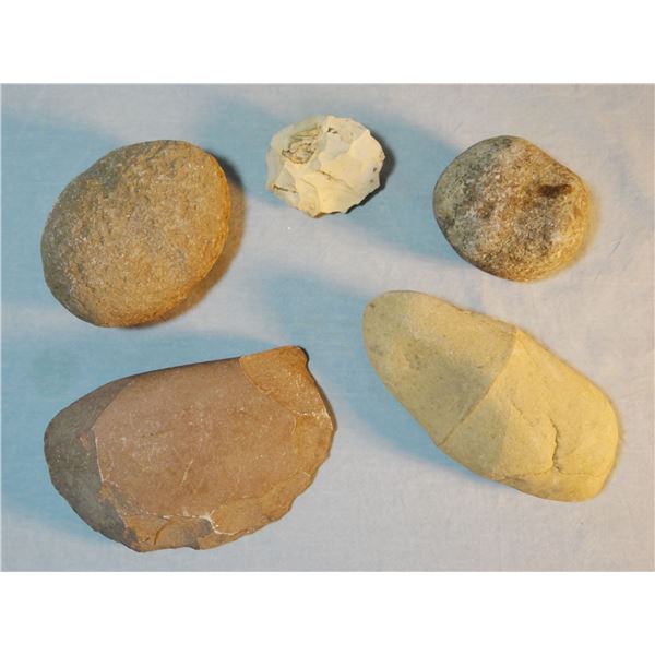 Indian stone tools, 6 hammers & 5 scrapers