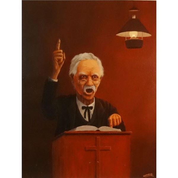 Metcalf, A. W., oil on board, Working To Beat Hell, 16" x 20"