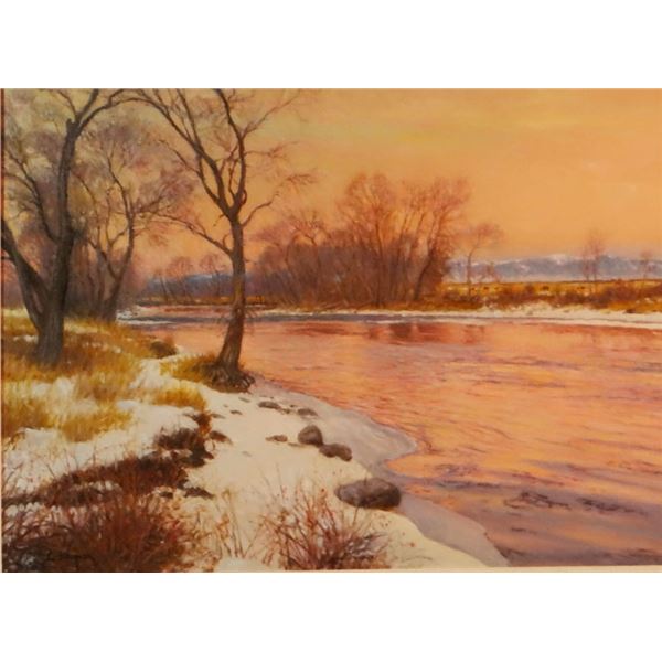Stroncek, Lee, oil on canvas, December Evening Gallatin River, 18" x 24" Est. $1250 - $1800