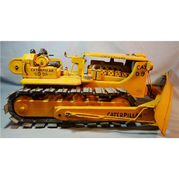Hand carved wooden Caterpillar dozer, 1/8 scale, museum quality