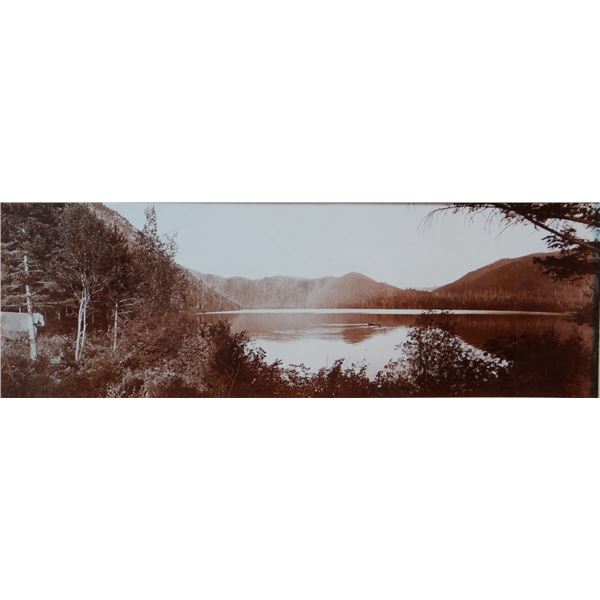 L. A. Huffman (1854-1931) sepia toned original collotype, Little St. Mary's Lake, 1901, 4" x 12", ra