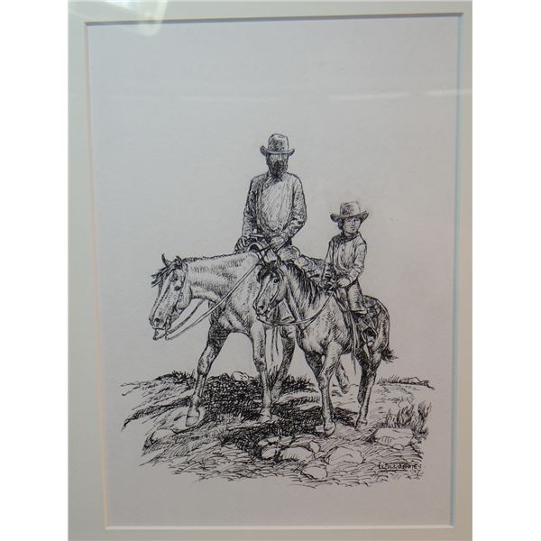 Will James original drawing, (1892-1942) Cowboy In The Making, 1937, 9  x 7 , signed