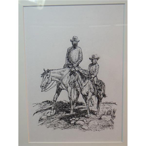 Will James original drawing, (1892-1942) Cowboy In The Making, 1937, 9" x 7", signed