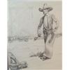 Image 1 : Will James original drawing, (1892-1942) Will with Branding Iron, unsigned, 10" x 8"