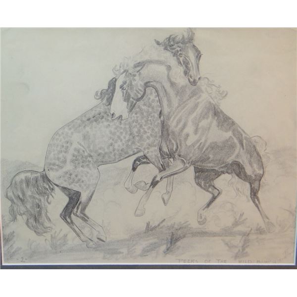 Will James original drawing, (1892-1942) Peers of the Wild Bunch, signed Big Billy, 9" x 12"